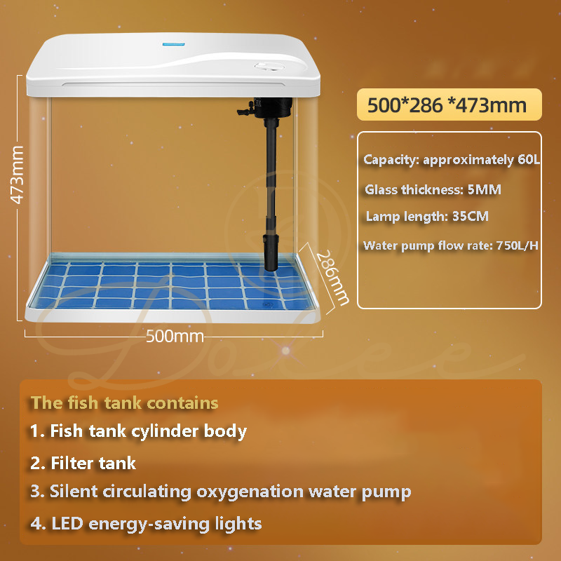 Aquarium kit Betta Fish Tank self Cleaning , with Filter LED Light