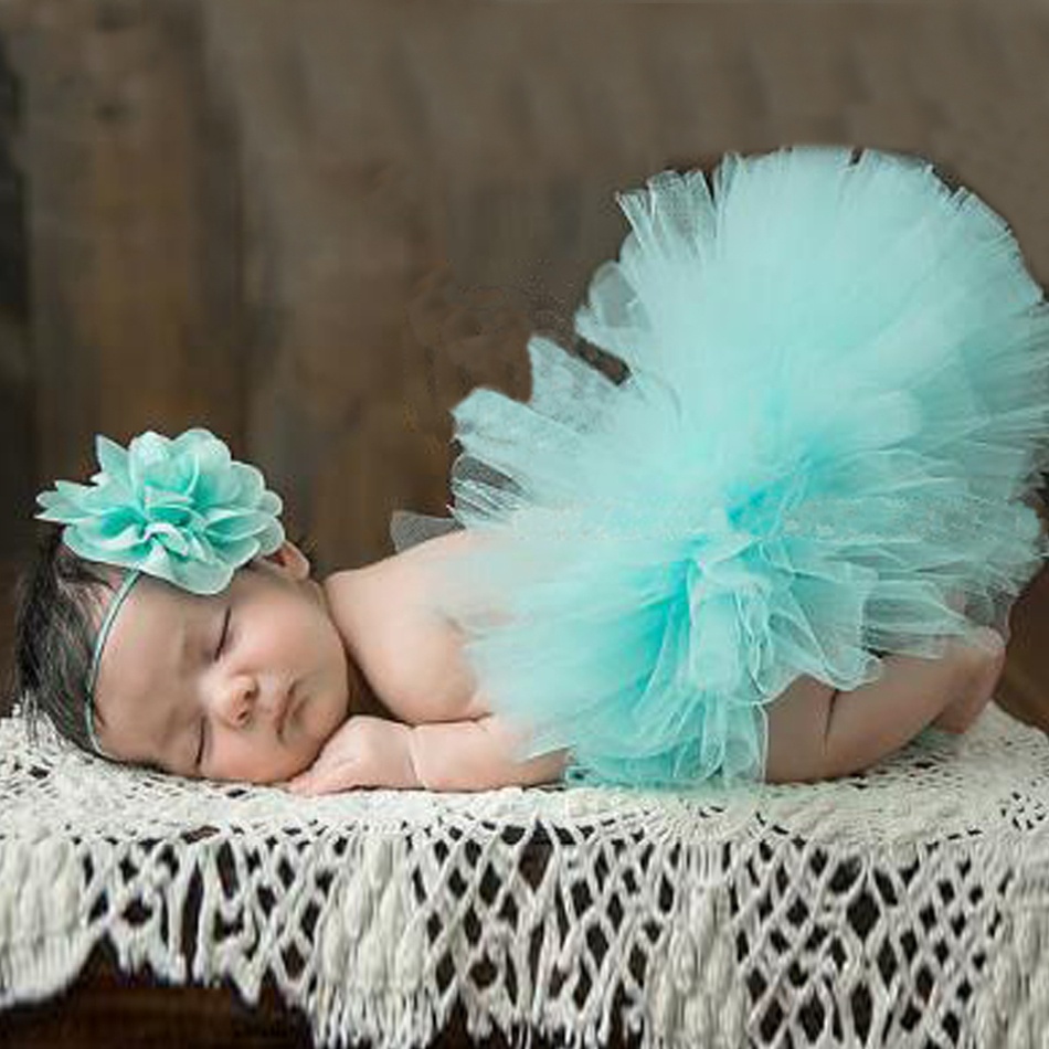 Newborn Photography Props Infant Girl Photography Props Outfits Baby Tutu Skirt and Headband Set 