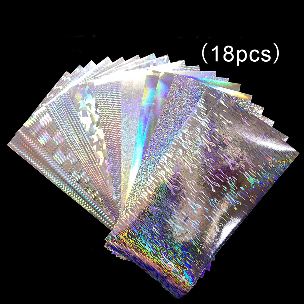 18pcs Fishing Lure Stickers Silver Laser Bait Sticker Waterproof Hard Bait  Adhesive Paper Film