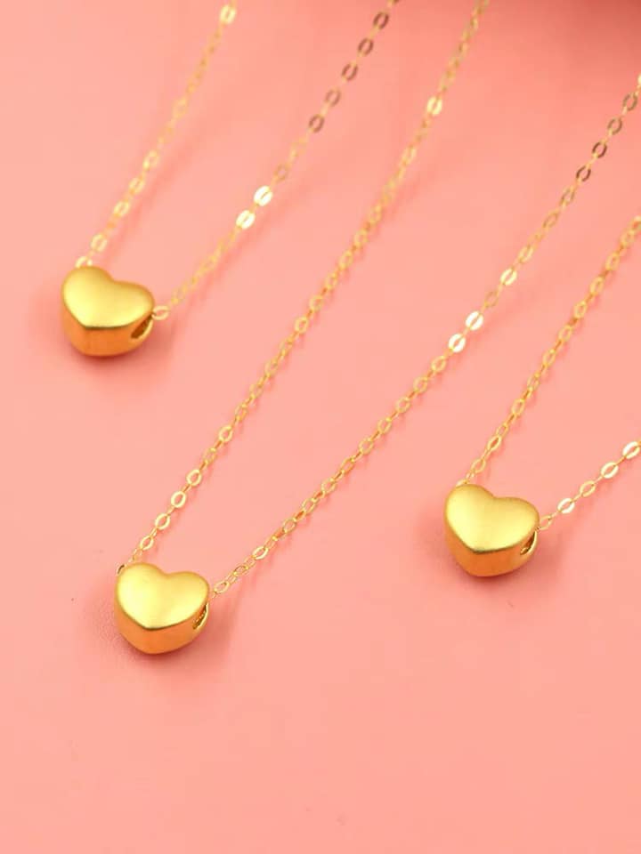 24k HK Gold Whole Heart Pendant with 
