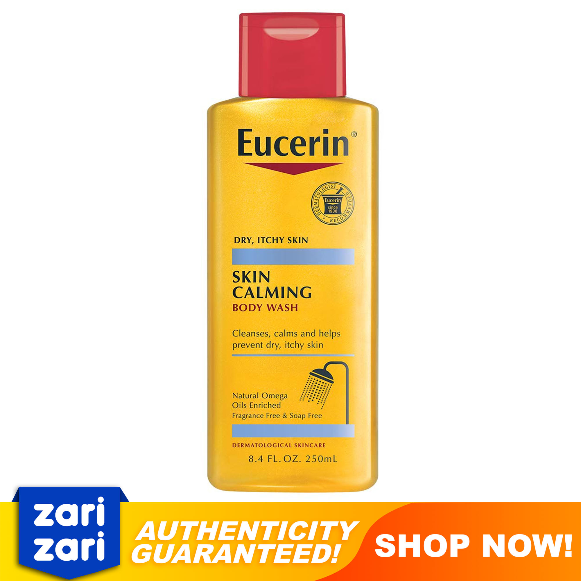 Eucerin Skin Calming Body Wash Fragrance Free Soap Free for Dry Itchy