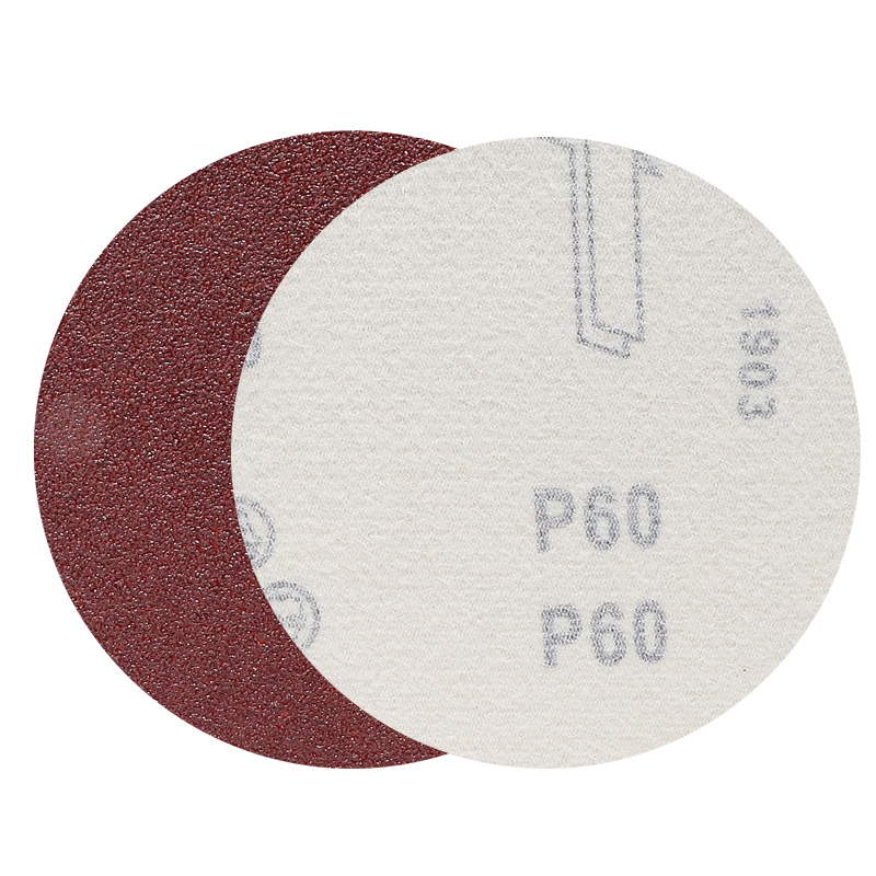 Dazzling flocking round sandpaper 5inch red sandpaper backing velvet