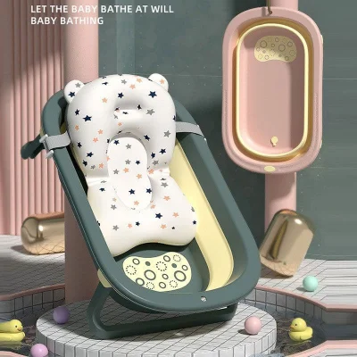 BYJ New Anti-Slip Foldable Bath tub for Baby FREE Cushion Eco-friendly Portable Bathtub for Newborn