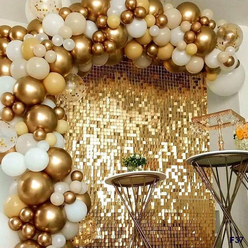 135pcs Black Gold and White Balloon Garland Arch Kit, Metallic Gold ...