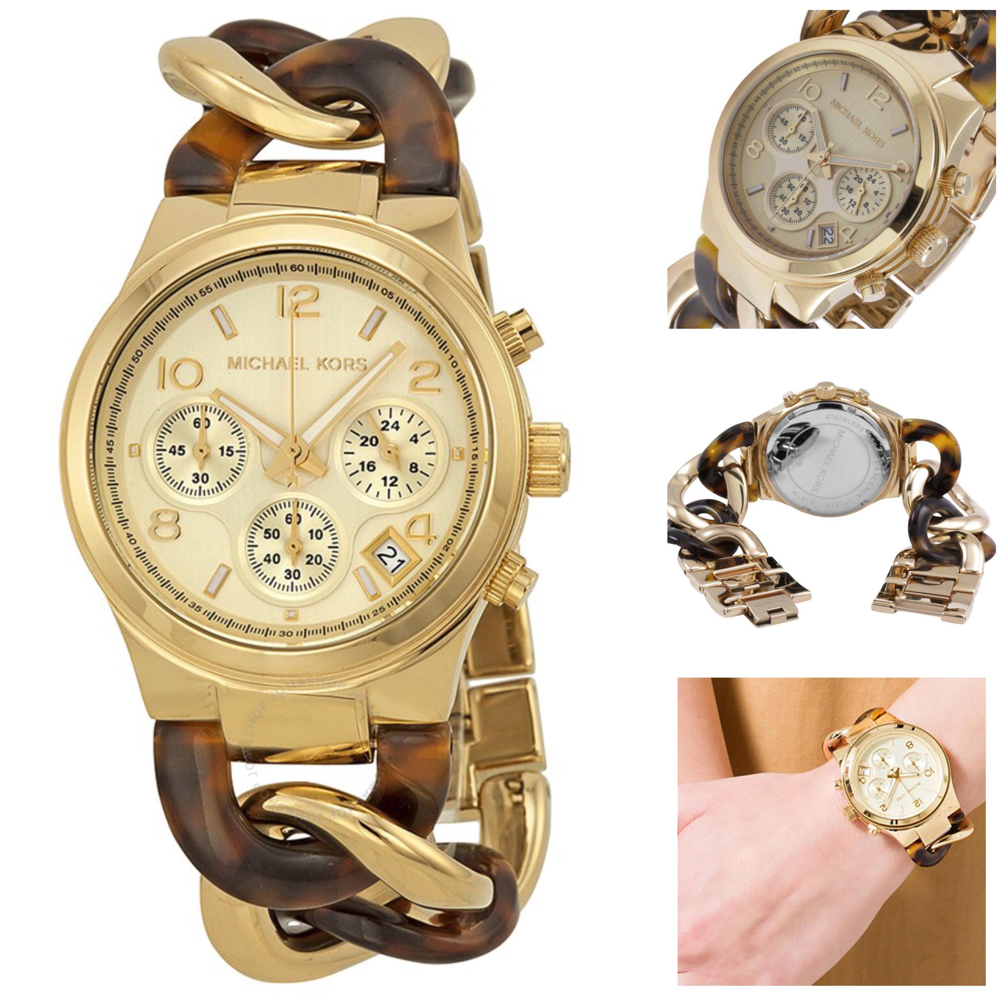 Amazoncom Michael Kors Womens Slim Runway GoldTone Watch MK3492   Clothing Shoes  Jewelry