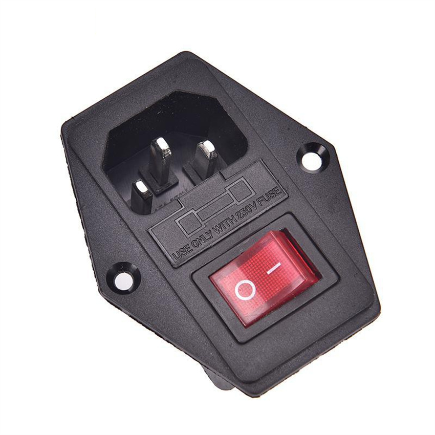 250V 10A 3-Pin IEC320 C14 Inlet Module Plug Fuse Switch Male Power ...