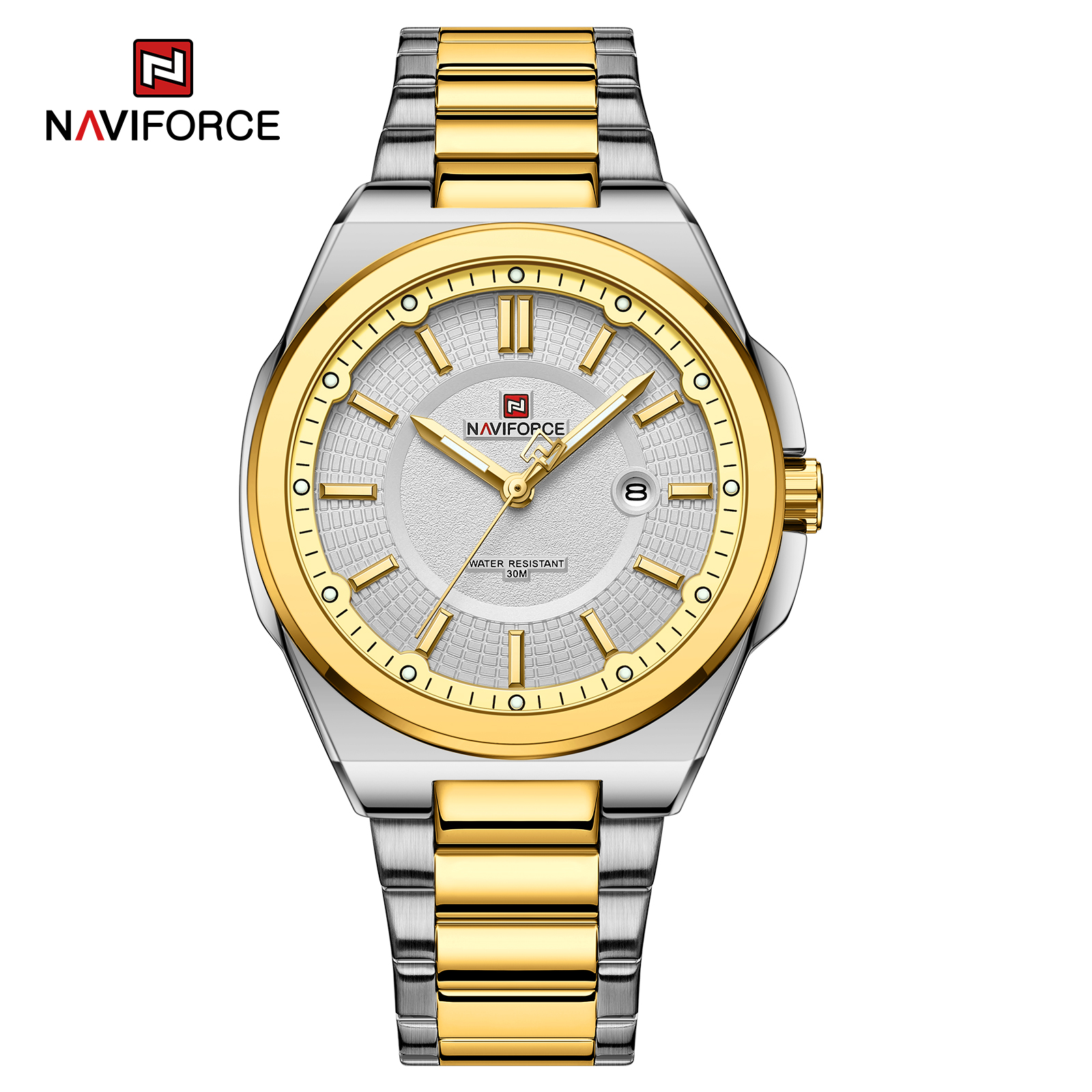 NAVIFORCE Watch for Men Waterproof 2023 Fashion Casual Steel Strap Watches Gold with Calendar Luminous hands Display Quzrtz Wristwatch NF9212 Lazada PH