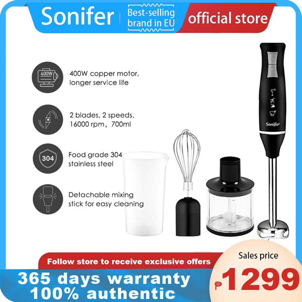 Sonifer Hand Blender, Smart Stick 400W, Steel Blades, with Whisk