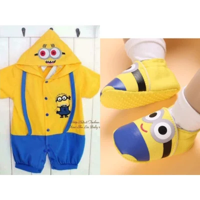 hot minions baby costume .fit new born to 2yrs old