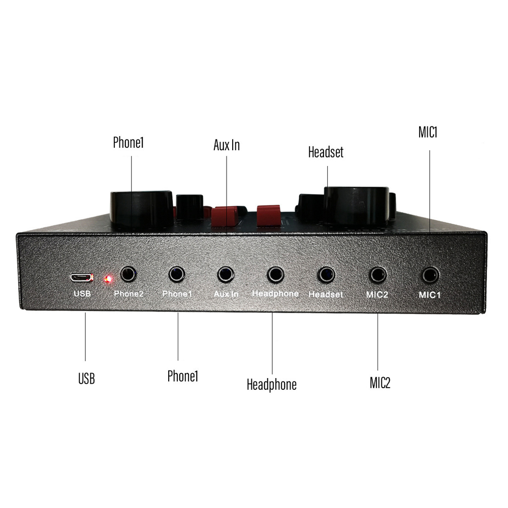 V8X PRO Multifunctional BT Live Sound Card Intelligent Audio Mixer