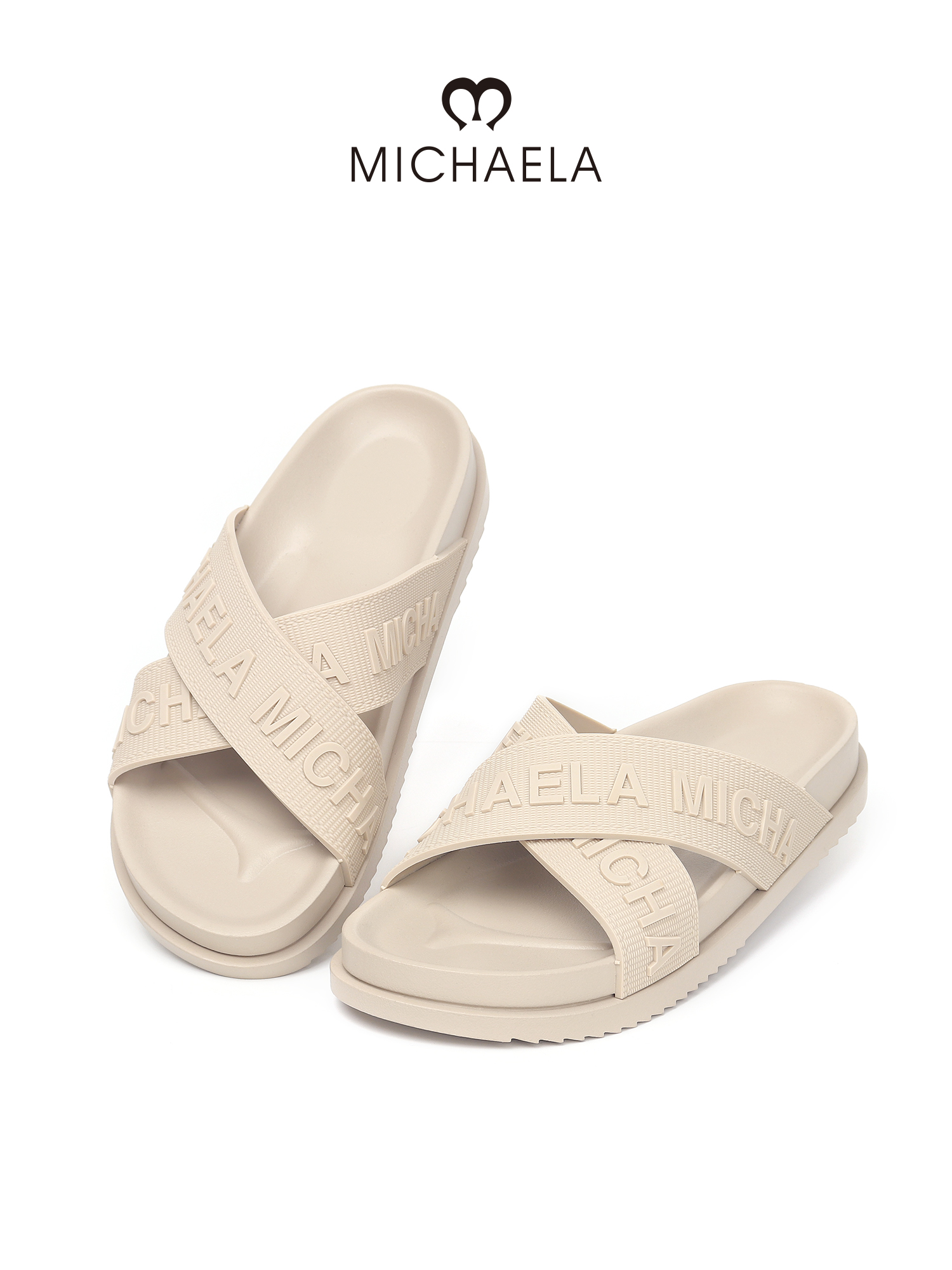 Michaela Bling Strap Sandals MICHAELA Crossover Platform Slide