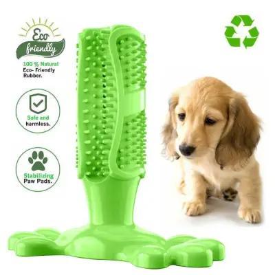 Paws Up Pet Dog Toothbrush Chew Toys Doggy Teeth Brush Stick Rubber Cleaning Dot Massage Toothpaste For Puppy Large Dog Toothbrushes
