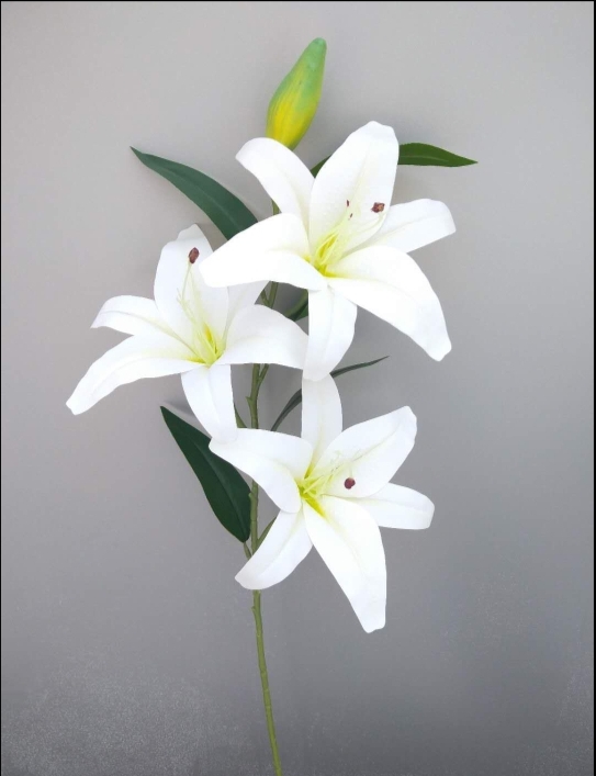 Long Stem Artificial Lilies Flowers Fake Silk Full Bloom Lily for Home