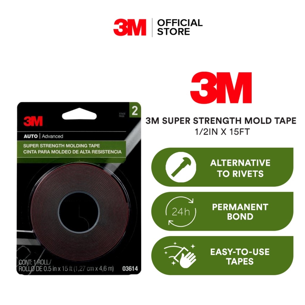 sE8ZO3eW 3M Super Strength Molding Tape Heavy sticky tape wall mount body side moldings trim and