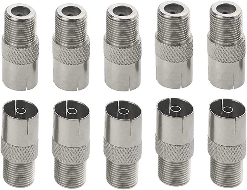 F Male To RCA Female TV Coaxial Cable Adapter Connector (2 Or 10 Pack Available)