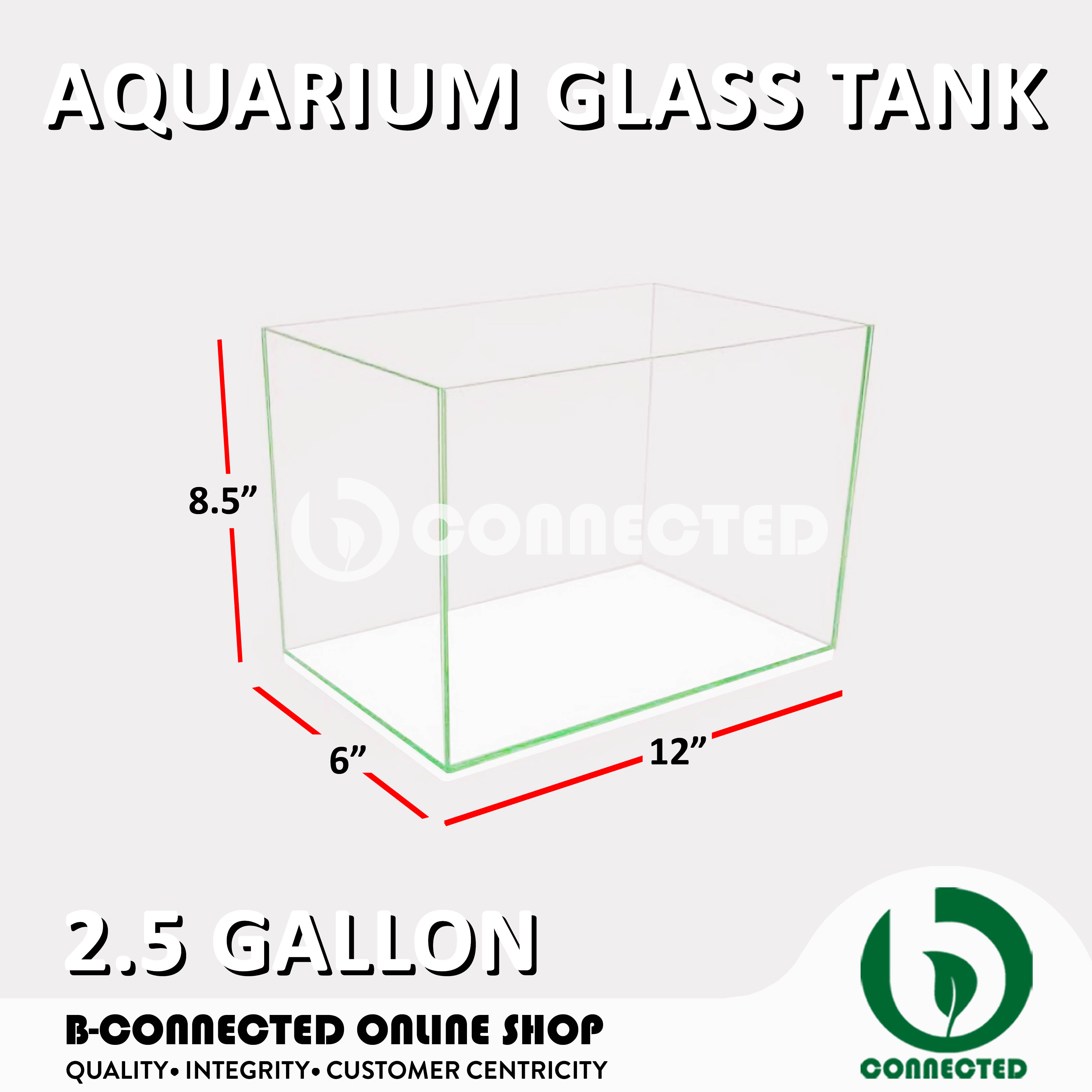 AQUARIUM FISH TANK 2.5 & 5 GALLON BY BCONNECTED / GLASS TANK WITH