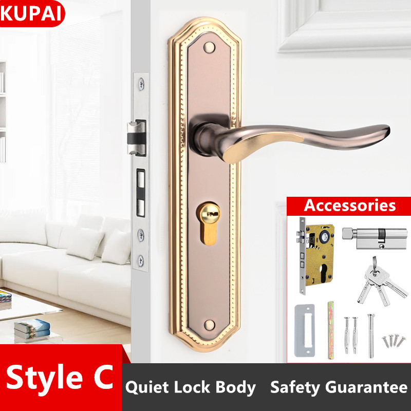 European Style Door Handle Lock Indoor Bedroom Living Room Mechanical ...