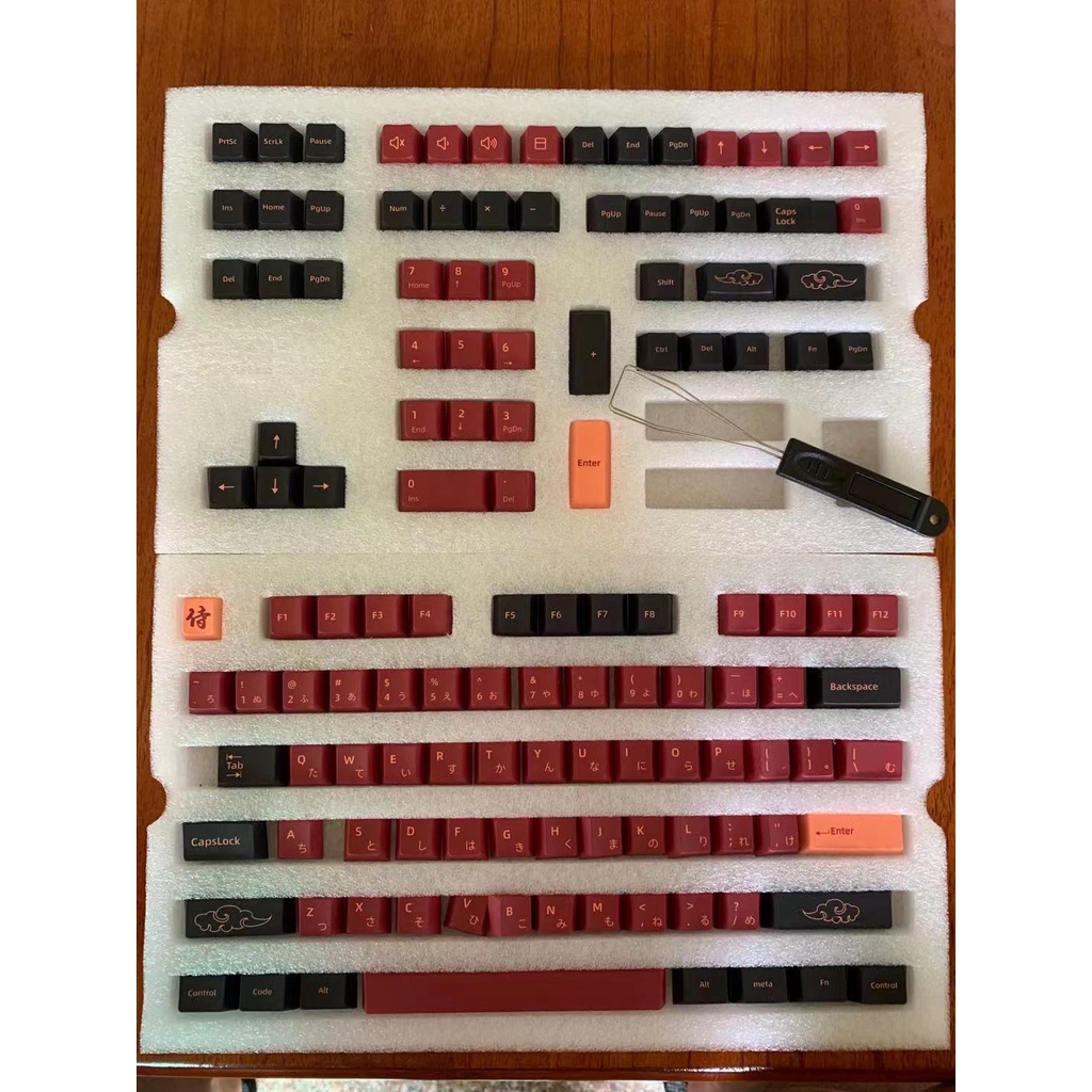 [COD]129 Keys Red Samurai Cherry Profile Keycaps PBT DYE Sublimation ...