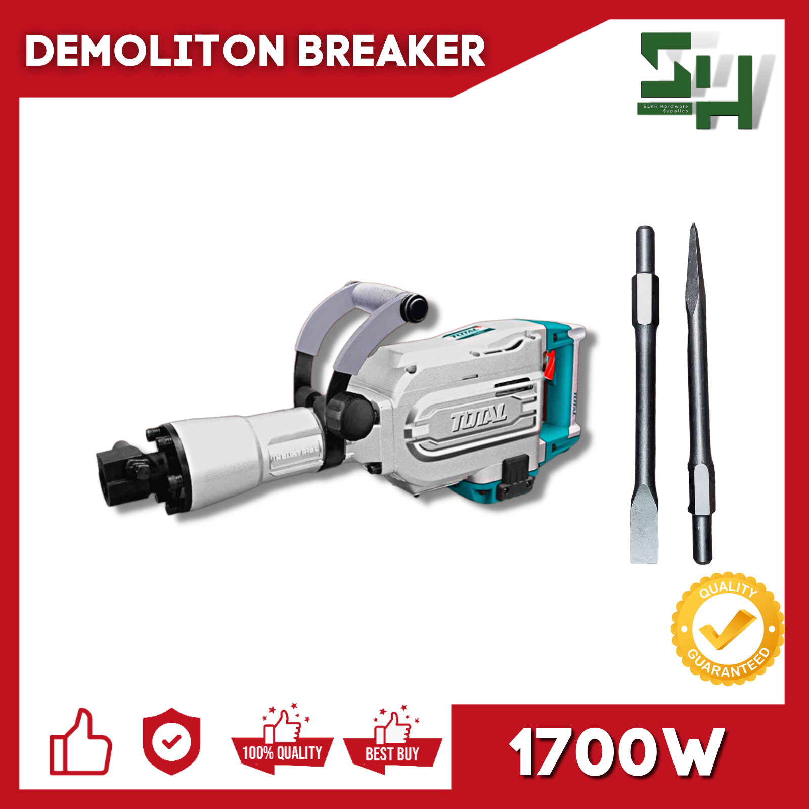 SLVR TOTAL TOOLS Jackhammer 1700W capactity Heavy Duty Industrial
