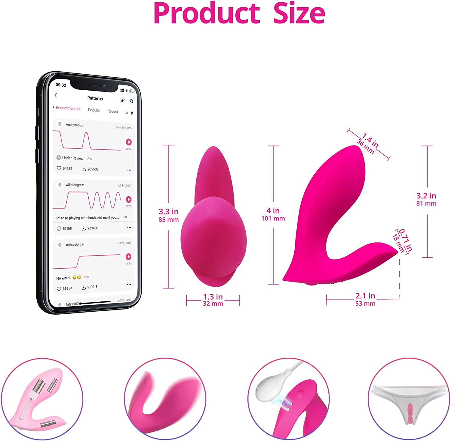 LOVENSE Flexer Wearable Panty Vibrator, App Remote Control