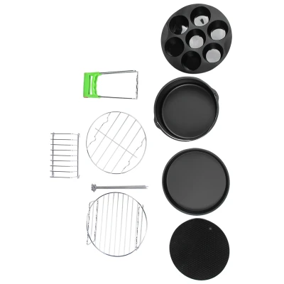 8Pcs 8 Inch Air Fryer Frying Cage Dish Baking Pan Rack Pizza Tray Pot Accessories Fit For 5.2~5.8Qt