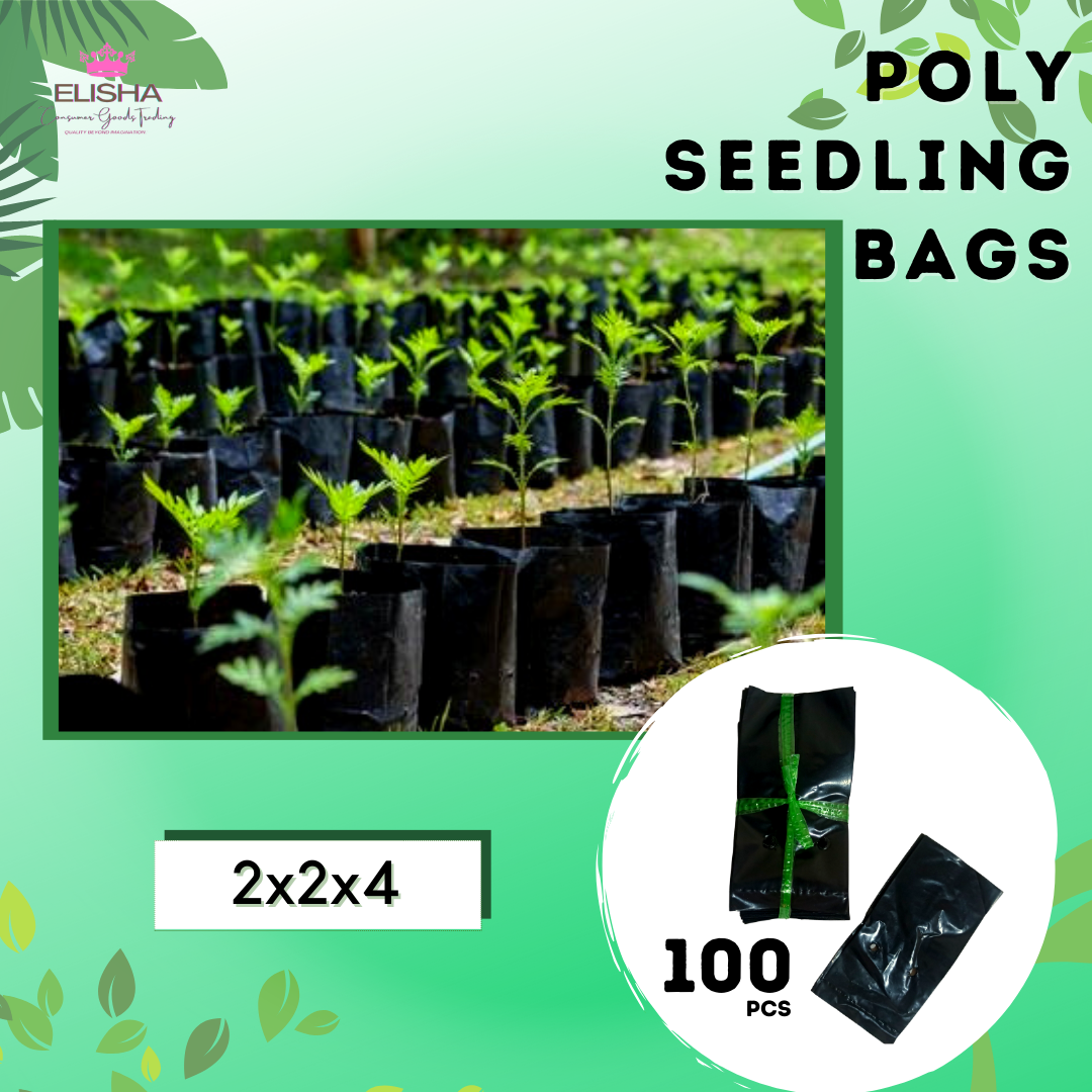 100PCS PER PACK BLACK PLASTIC SEEDLING BAG 2x2x4, 2x2x45, and 2x2x6