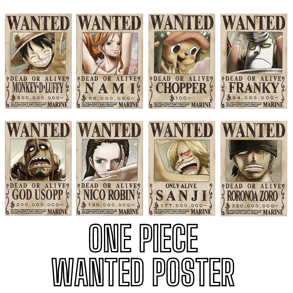 ONE PIECE WANTED POSTER STRAW HAT CREW 9 MEMBERS SET | A4 | Lazada PH