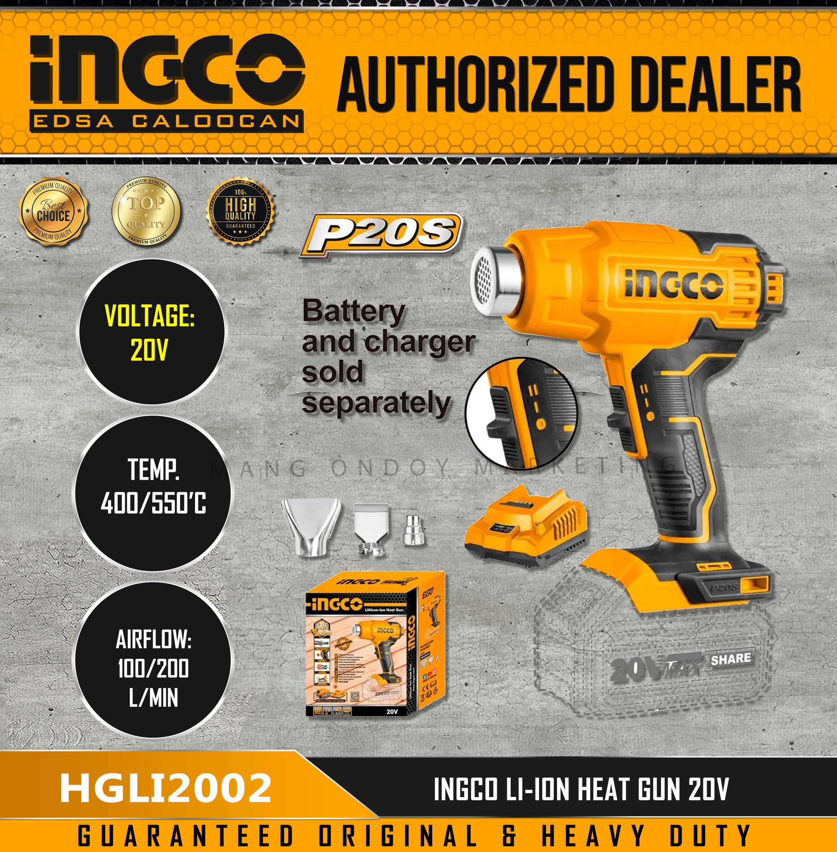 Ingco Lithium-Ion Cordless Heat Gun - HGLI2002