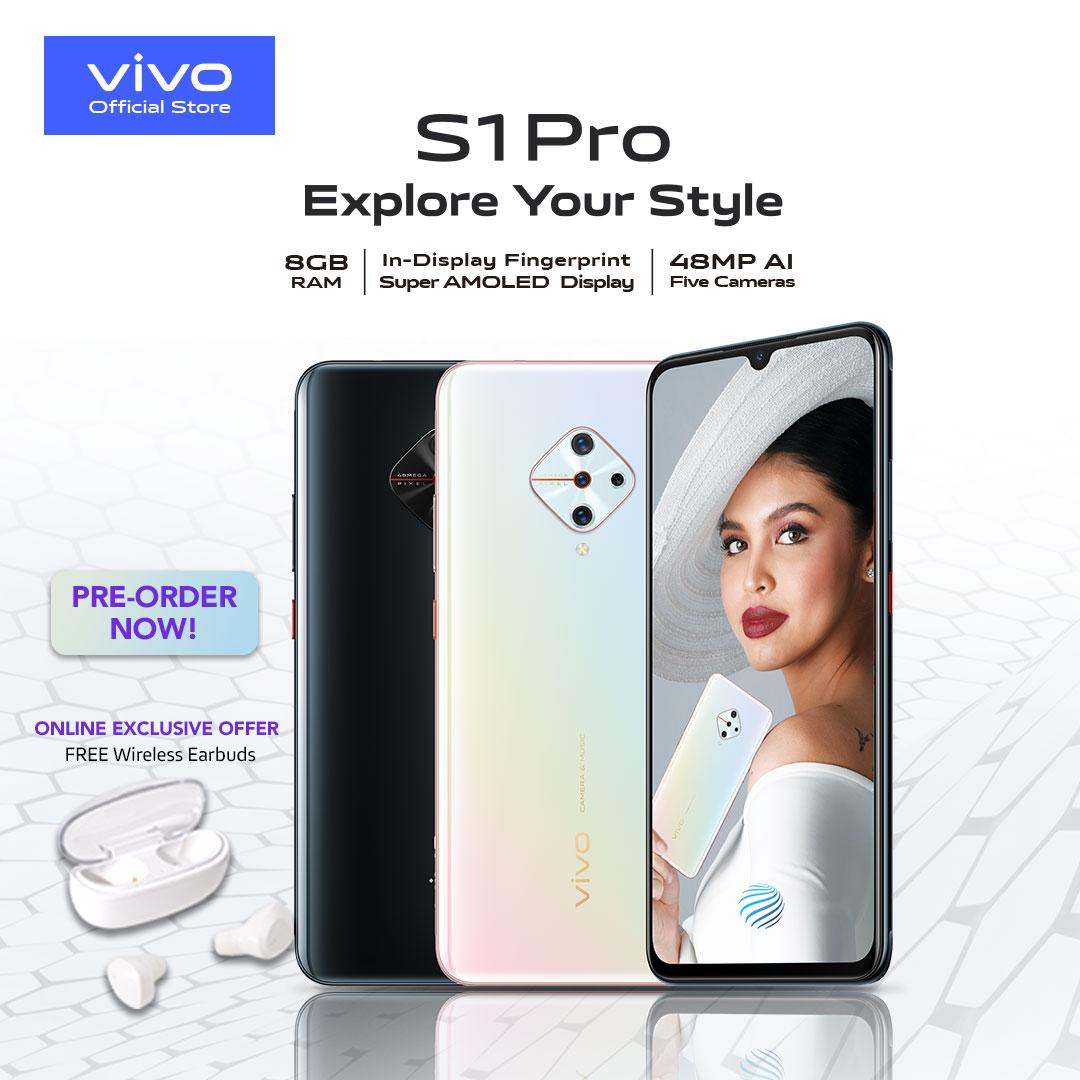 Vivo S1Pro, 8GB+128GB, In Display Fingerprint, Super AMOLED Display, 48MP AI Five Camera, Smartphone with Free Wireless Earbuds