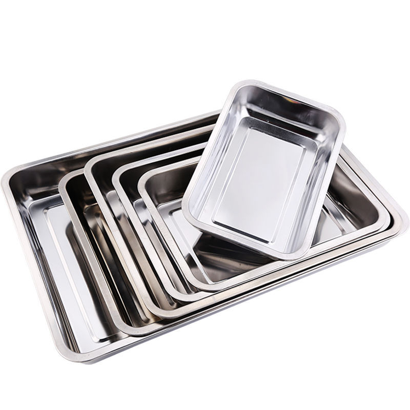 MEETT Multipurpose Stainless Steel Rectangular Food Tray Serving Tray