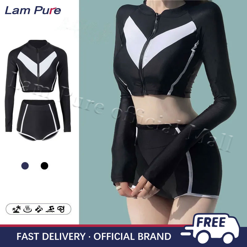 Lam Pure Trendie Korean Style High Waist Rashguard Two Piece Swimwear