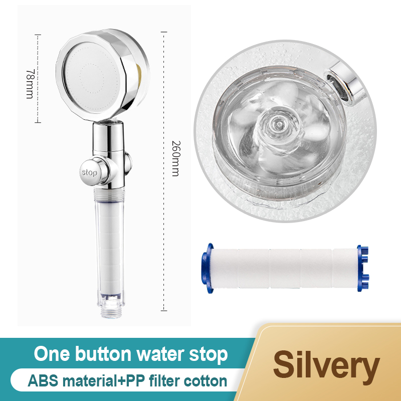 【fojo】shower Head Water Saving Flow 360 Degrees Rotating With Small Fan