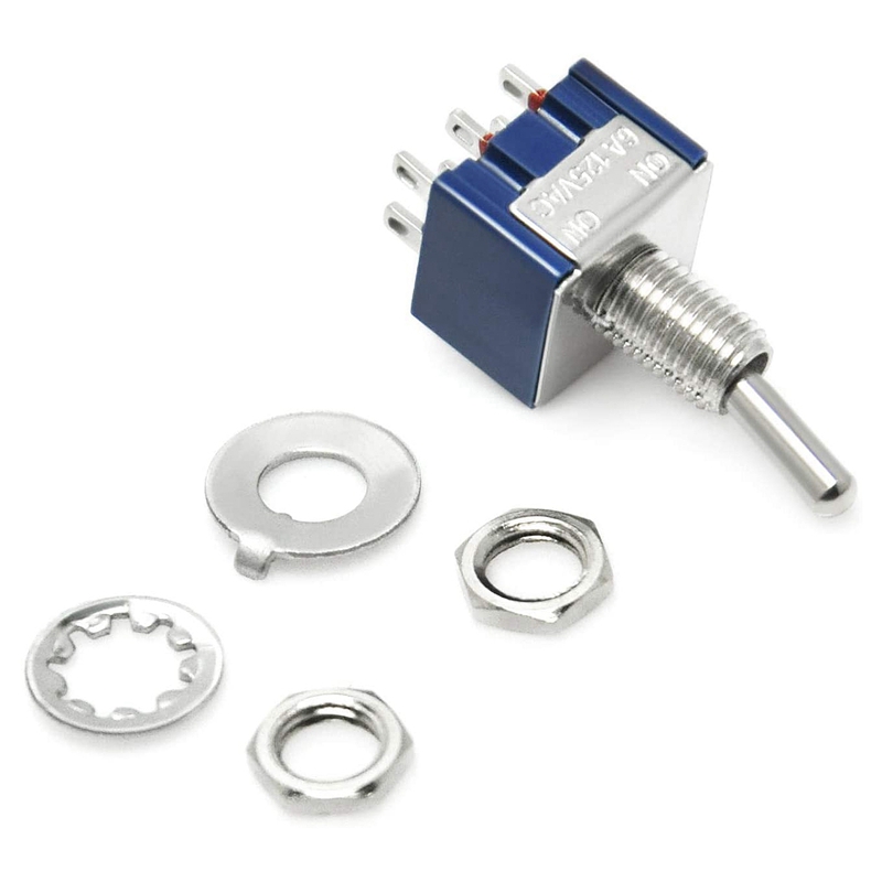 5Pcs Electronic Guitar Toggle Switch 6A 125V AC 6Pin Terminals DPDT ON