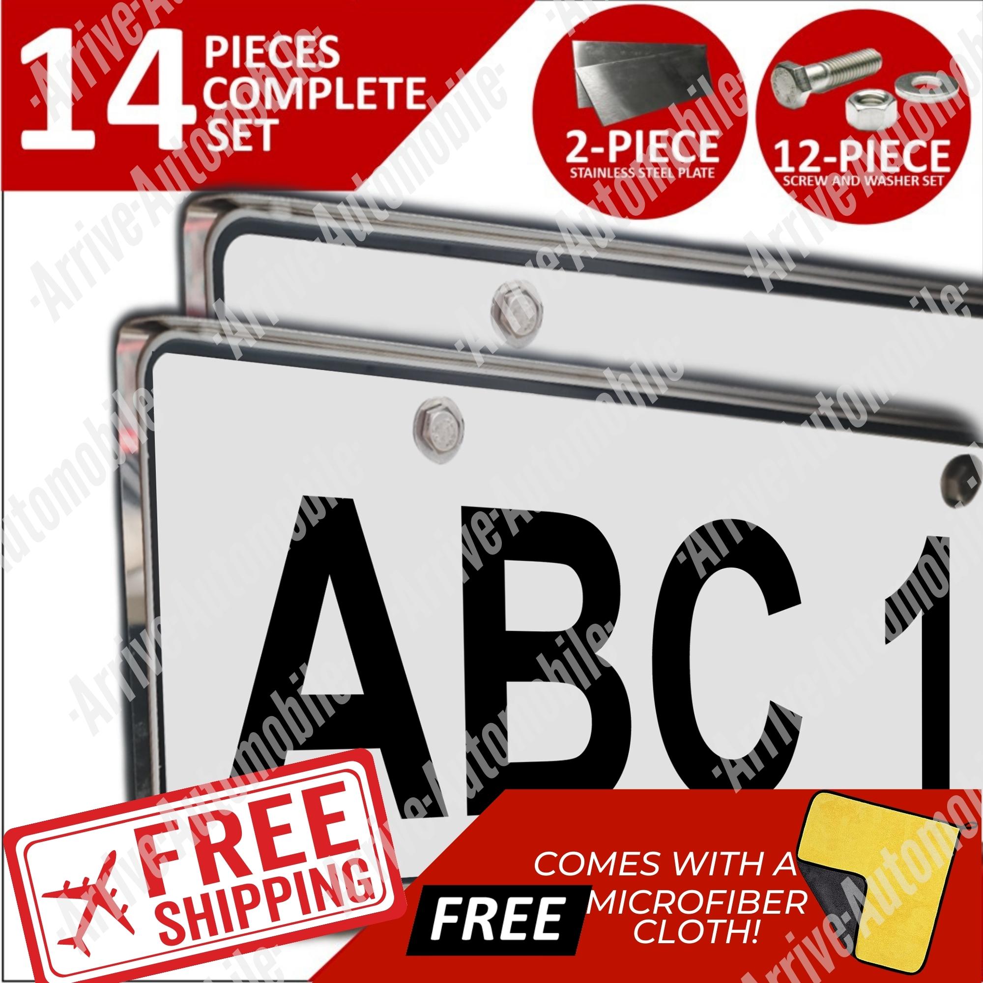 2pc STAINLESS CAR PLATE HOLDER, BRACKET WITH FREE BOLTS and NUTS for