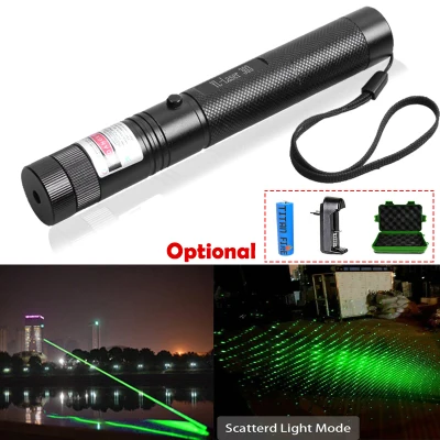 303 532nm Laser Flashlight High Power Green Laser Pointer Pen With Adjustable Focus Outdoor Travel Indicator 18650 Battery Range 2000-5000M