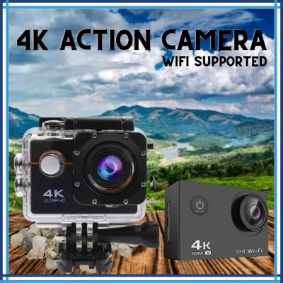 【 MEGA SALE!! 】 Waterproof 4K Ultra HD Action Camera with Motorcycle Helmet Mounting and Waterproof Shockproof Case WIFI Remote Control Video Action Camcorder Outdoor Pro Sport Cam for Bike Diving Motorcycle Helmet Video Cam For Motorcycle Helmet Video Ca