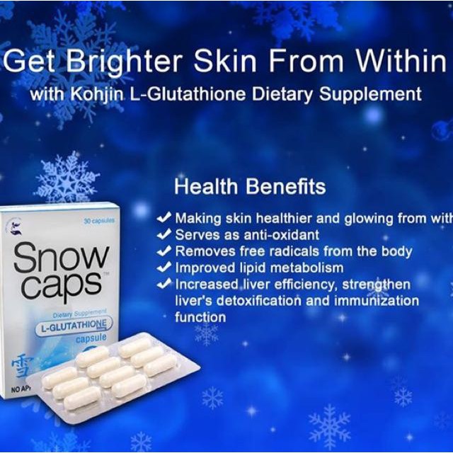 Snow Caps L-Glutathione Skin Whitening 30 Capsules Vitamin C Skin Whitening  Supplement - Lazada | Lazada PH