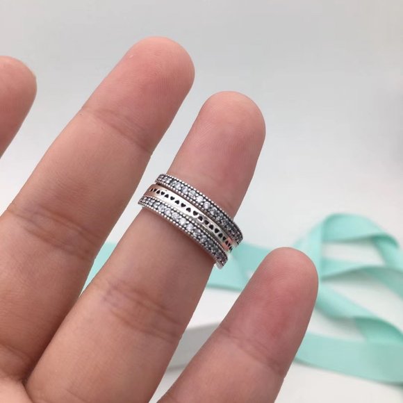Signature Logo And Hearts Silver S925 