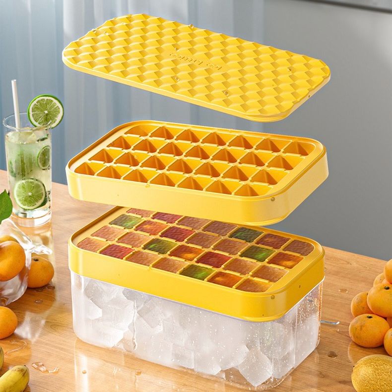 Ice Cube Trays with Lid and Bin - Silicone Ice Cube Tray for Freezer Bpa  Free - Ice Molds Bucket - Ice Box Holder Comes with Ice Container, Scoop  and Cover for