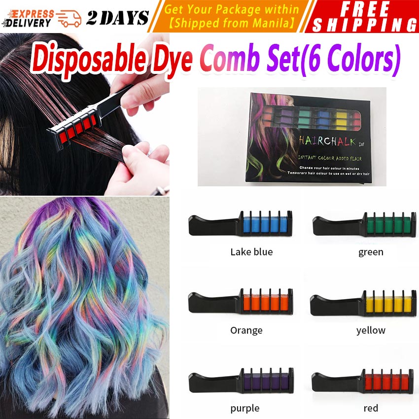 6 Color Set Temporary Hair Chalk Color Comb Dye Cosplay Washable Hair Color  Comb for Party Makeup Disposable Dye Comb Set Hair-Chalk | Lazada PH