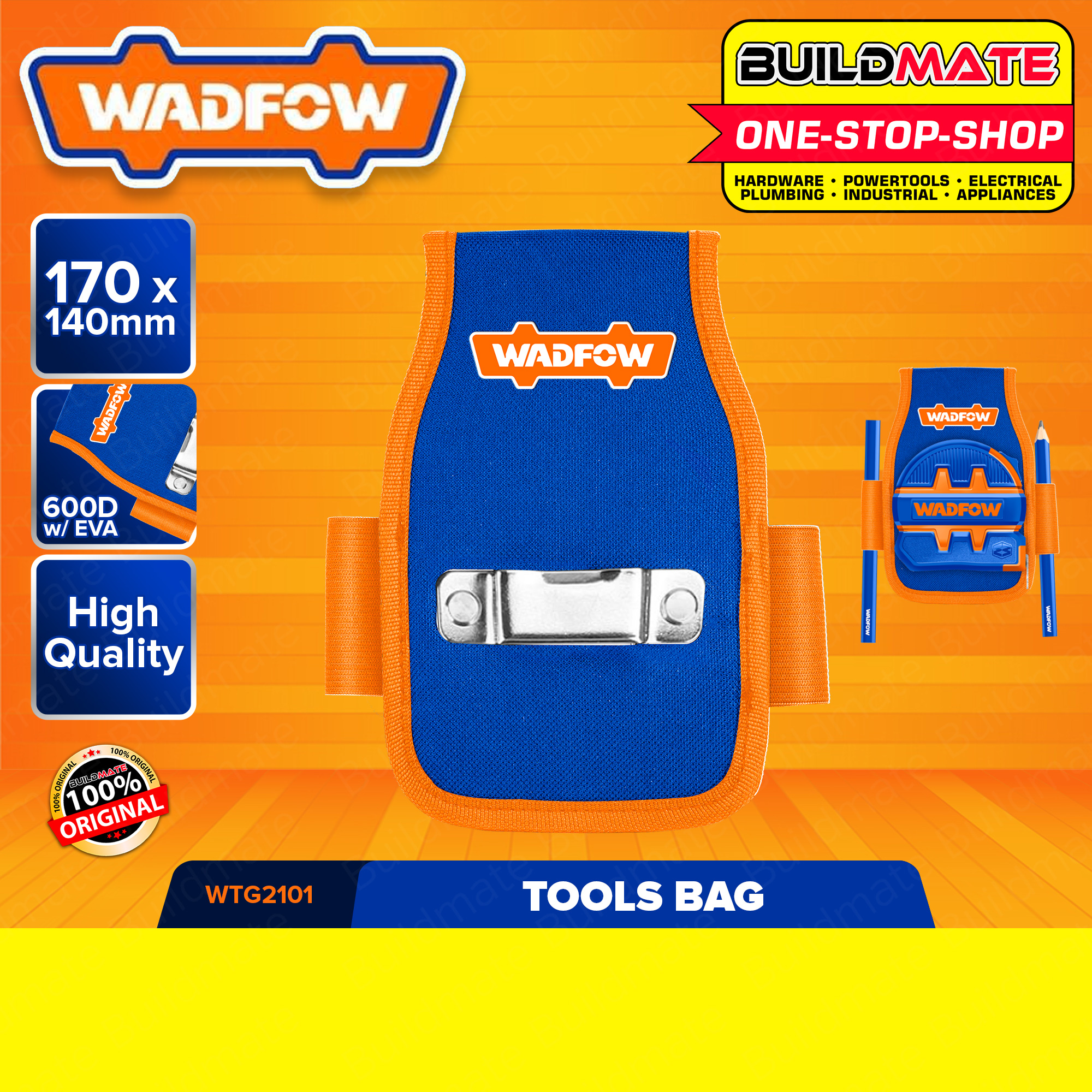 WADFOW Tools Bag Waist Tool Bag Belt DIY Multi Purpose Bag 170x140mm