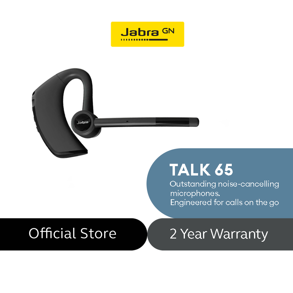Jabra Talk 65 Mono Headset | Single Meters to Media Ear Headset Streaming, Range - Bluetooth Microphones, Noise 100 Bluetooth 2 Lazada Cancelling Built-in Up Wireless PH Premium 