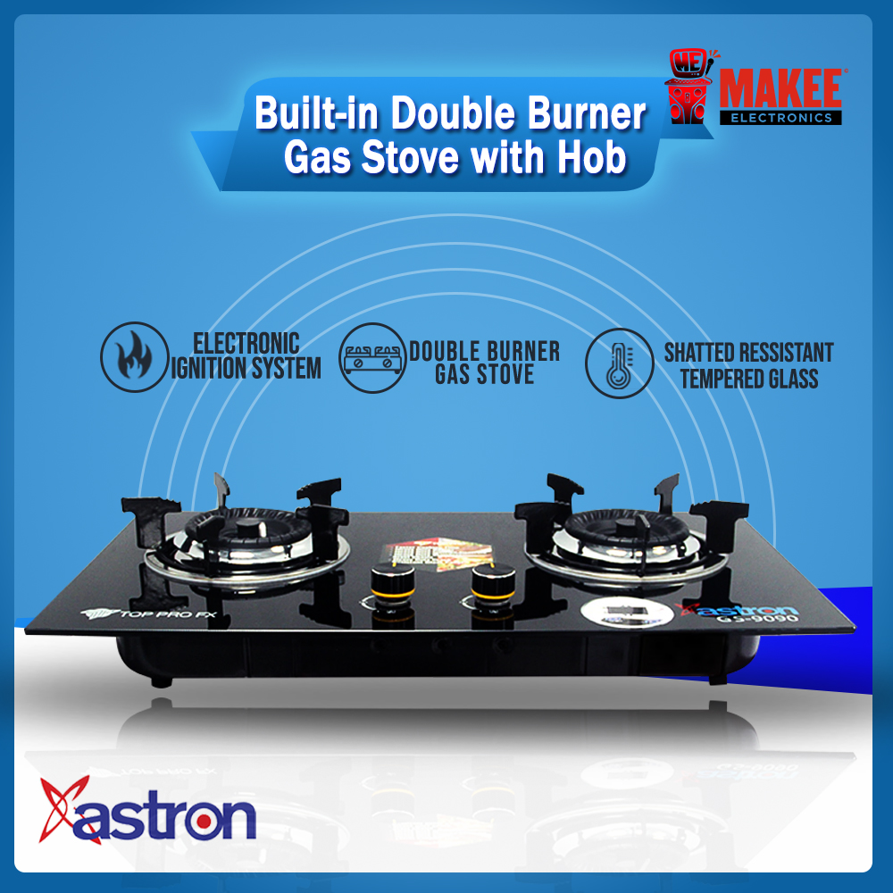 ASTRON GS9090 Builtin Double Burner Gas Stove with Hob and Tempered