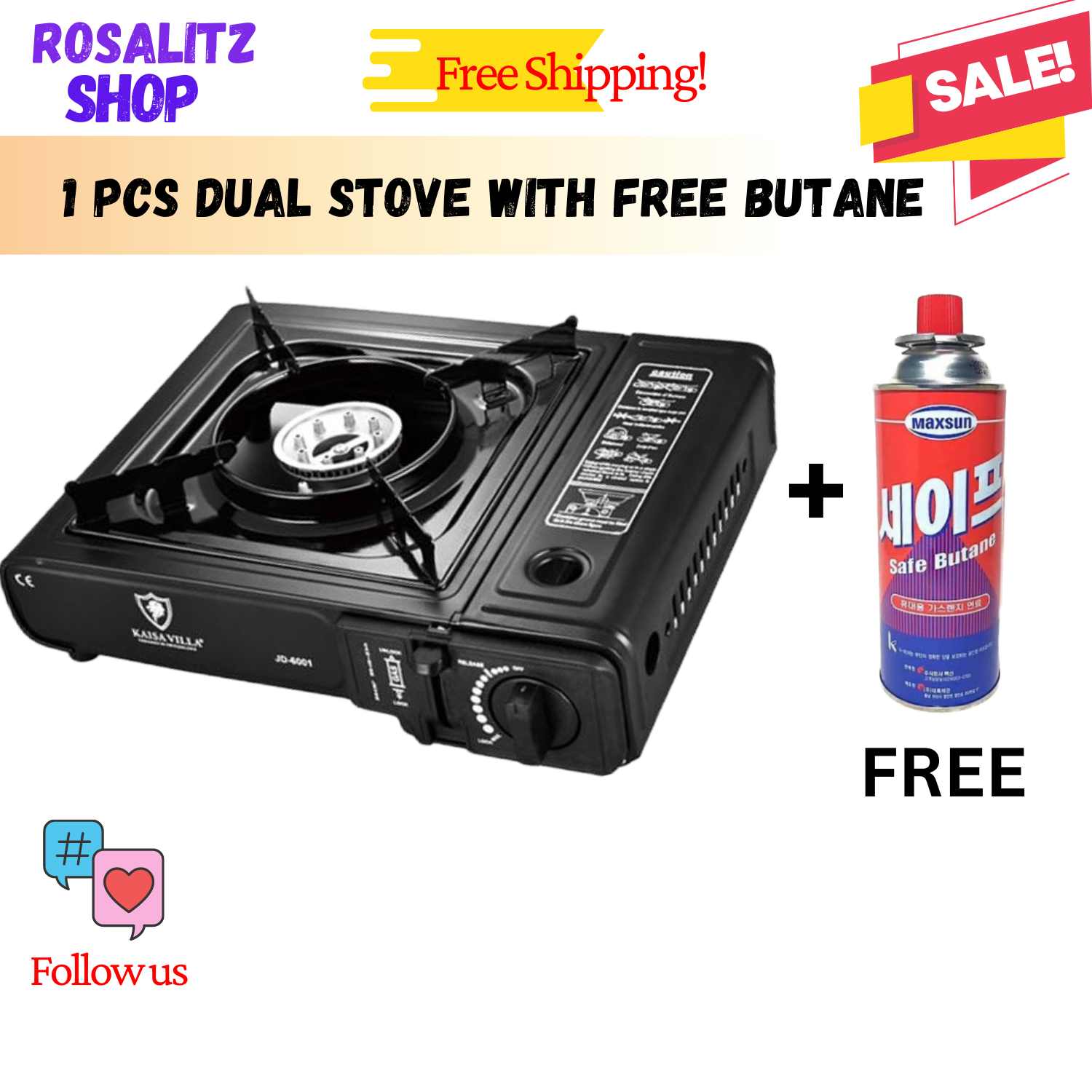rosalitz Dual Fuel Portable Gas Stove for Propane & Butane, Camping