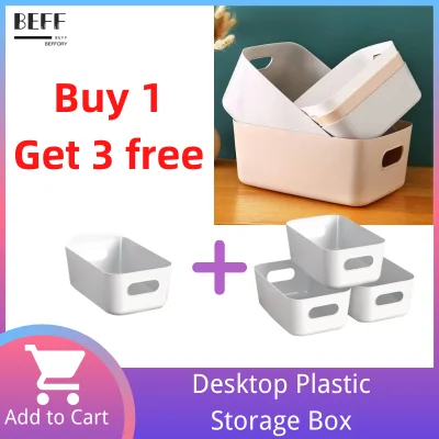 【Buy 1 Get 3 Free】Desktop Plastic Storage Box Cosmetic Organizer Box Kitchen Storage Box Snack Storage Box Clothes Sundries Sorting Storage Basket Multipurpose Storage Box BEFFORY Home