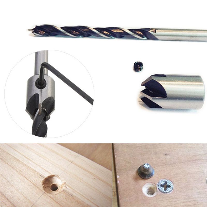 Eeych 7-Piece HSS Countersink Drill Bit Set – 3-10mm With Hex Wrench For Wood, Plastic & Tile Chamfering