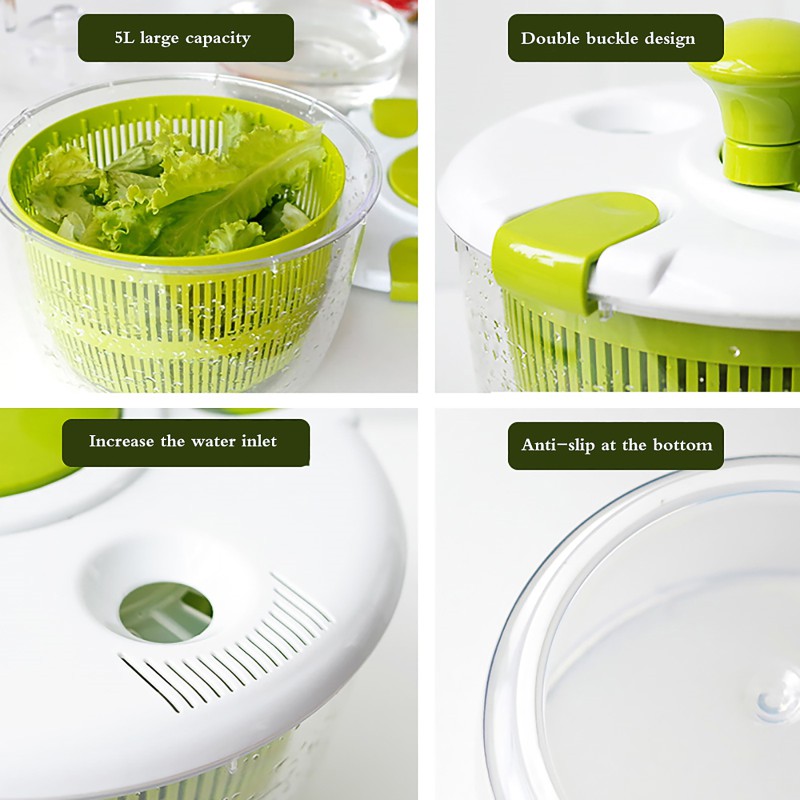 1) - Huji Multifunctional Salad Spinner and Mandoline Set, Salad Tosser and  Drainer, Vegetable Dryer with 6 Blades and Pouring Spout (1)