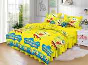 Cute SpongeBob Single Bed Sheet - High Quality, Yellow, COD