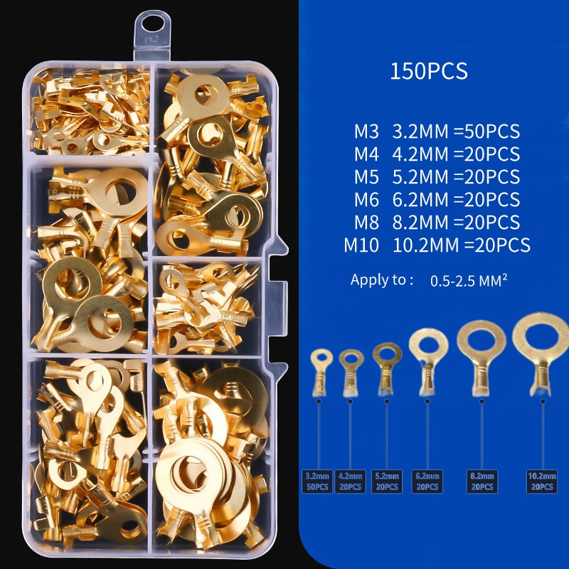 Ring Terminal Lugs 300pcs Terminal Lugs Ring Gold Type Eye Terminal