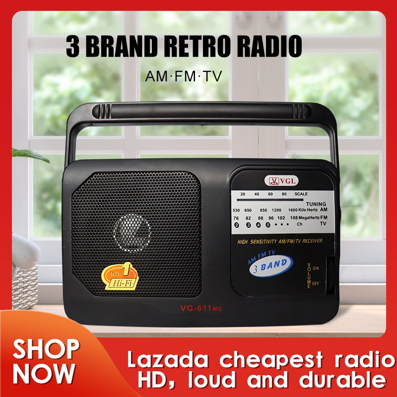 acero Extremo calentar VGL portable radio 3-band (AM/FM/TV) mini radio VG-611/612 white and black  | Lazada PH